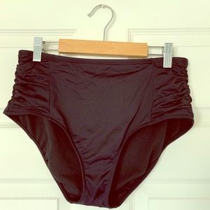 Black Gathered Bikini Bottoms